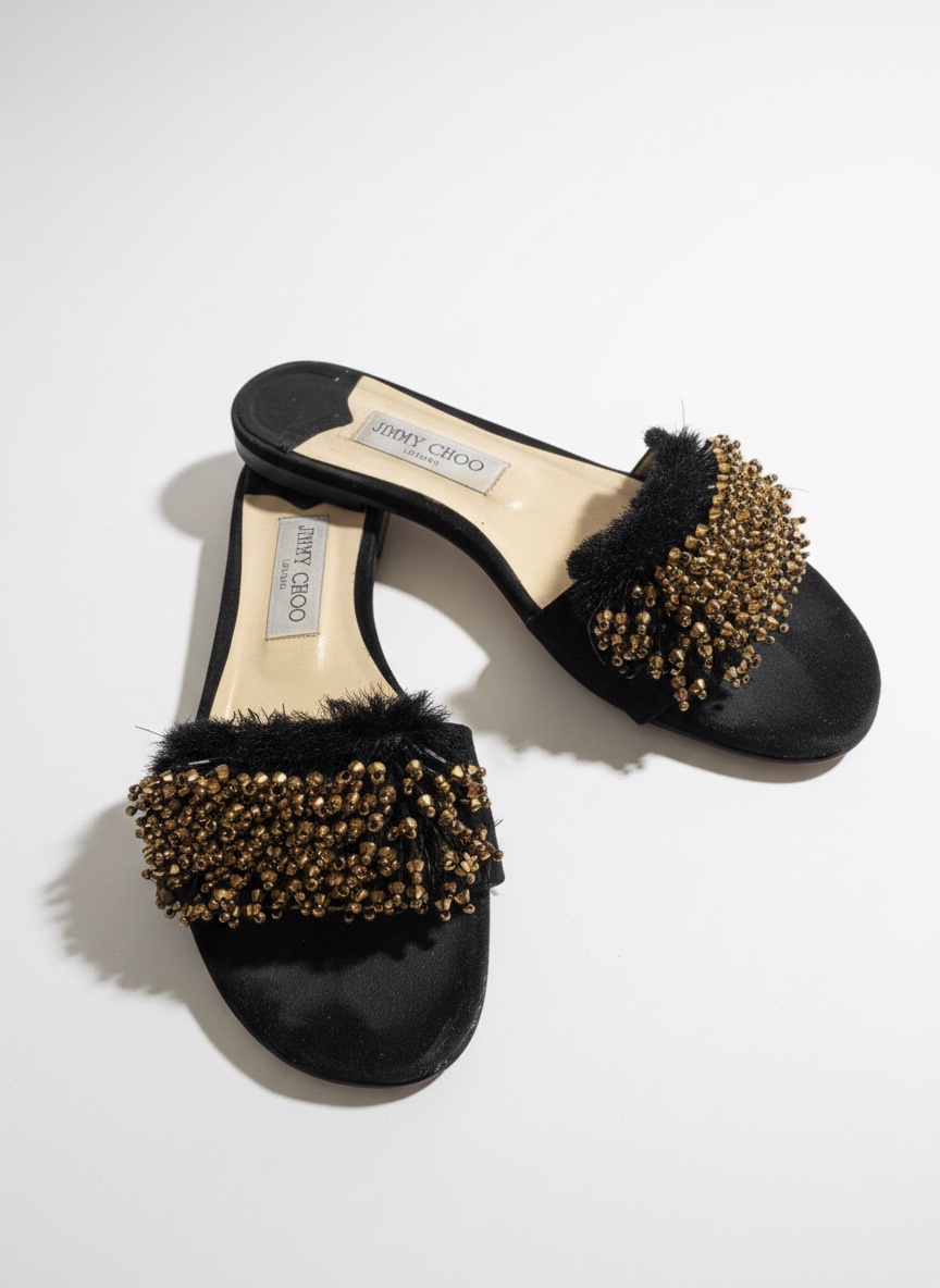 Mules dain et accessoires doree