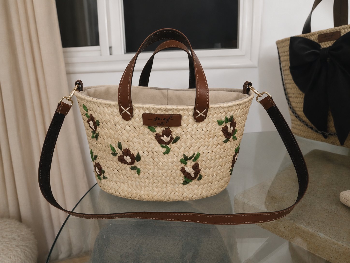 Couffin fleurs marron 
