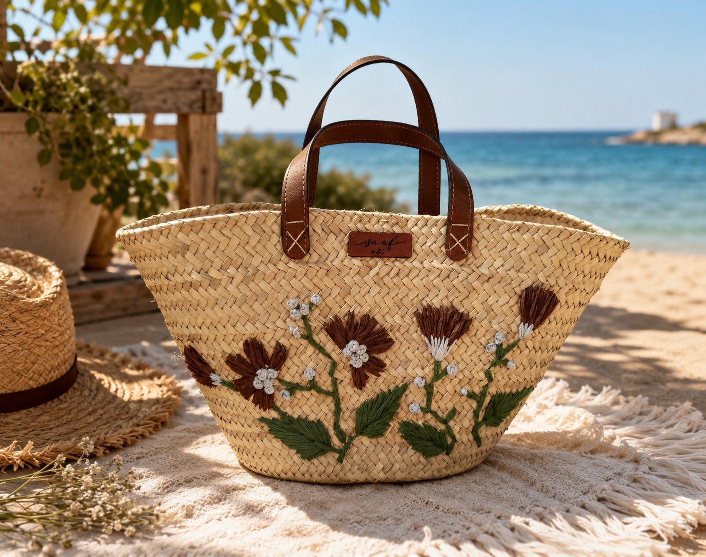 Couffin fleurs marron 