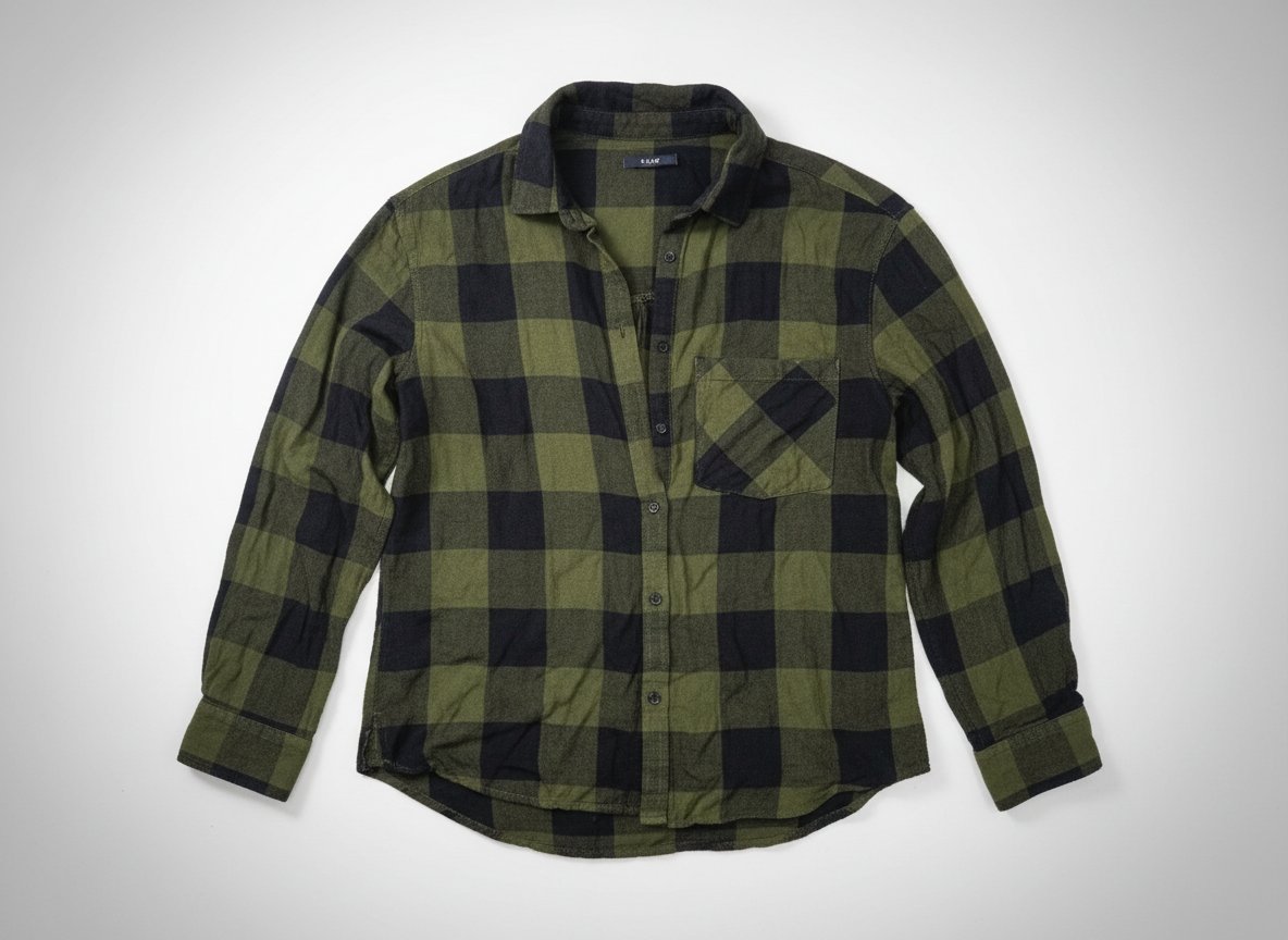 Chemise à carreaux bûcheron vert et noir Kiabi