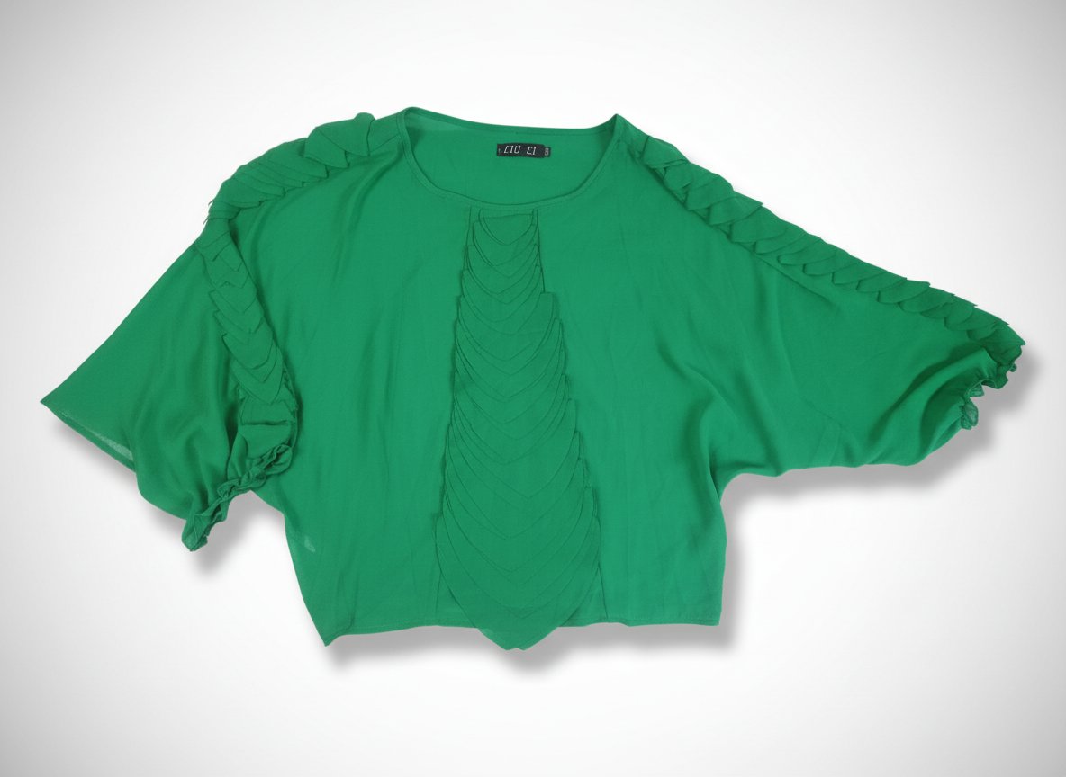 Blouse fluide vert vif Liu Li - Manches chauve-souris