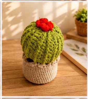 Petite plante cactus verte au crochet fait main