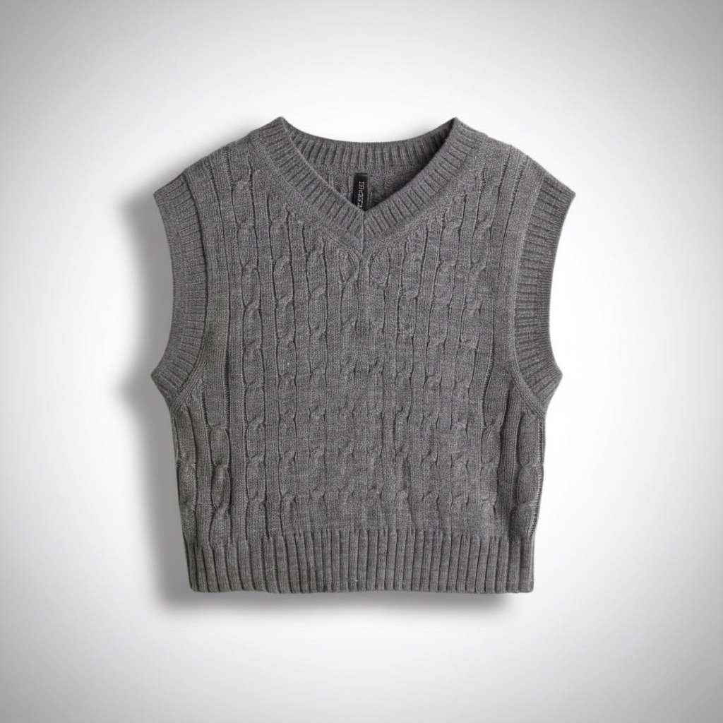 Pull sans manche gris 