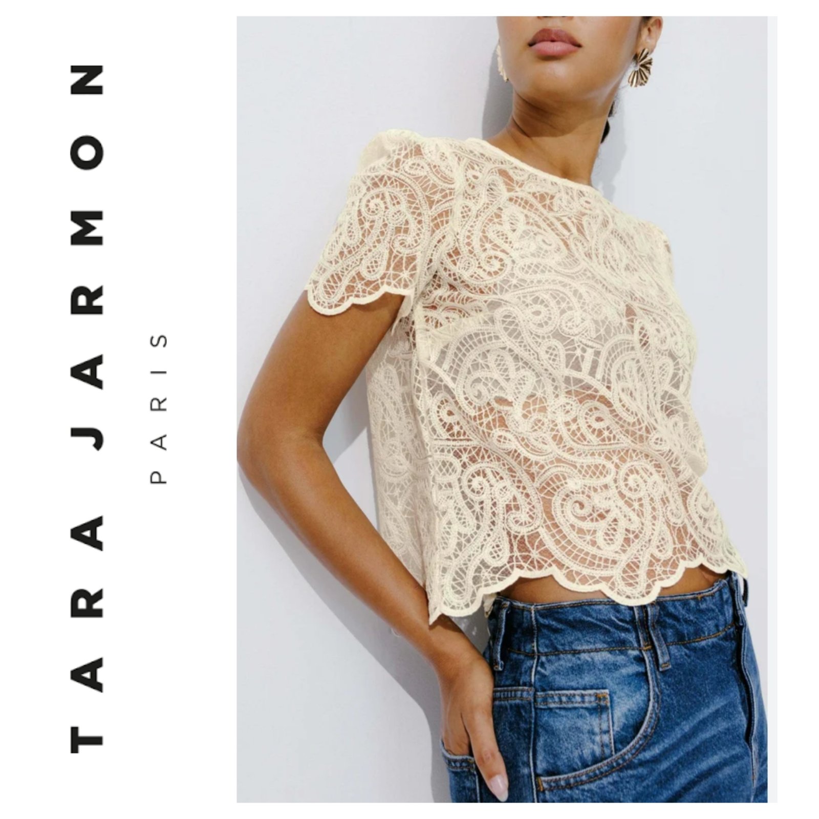 Blouse en dentelle tara jarmon authentique tt neuf