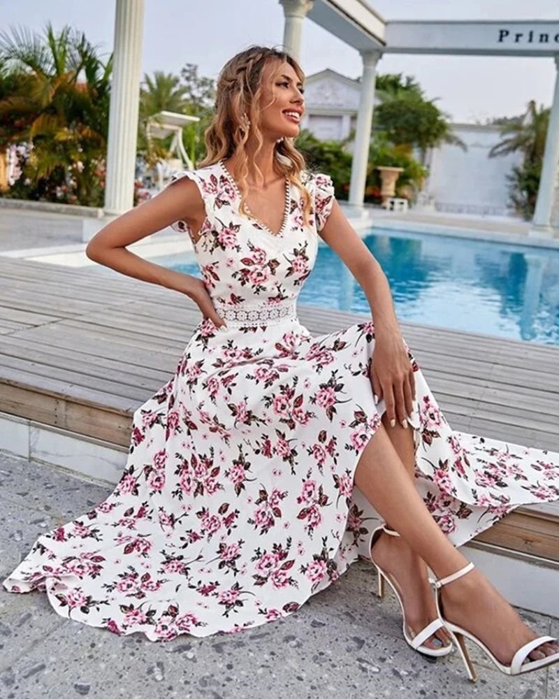 Robe shein fleurie longue 
