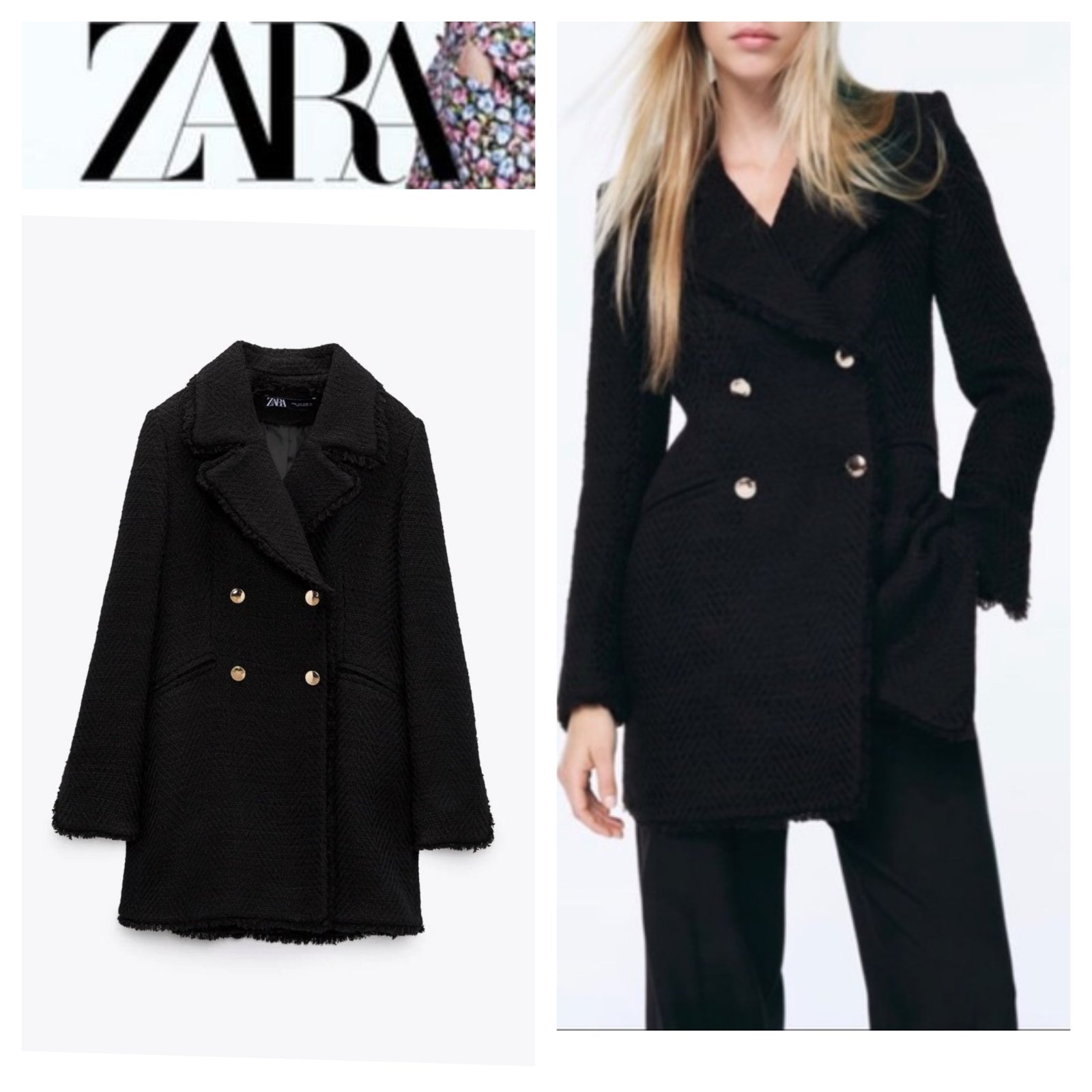 Blazer zara tweed avec bouton doré 