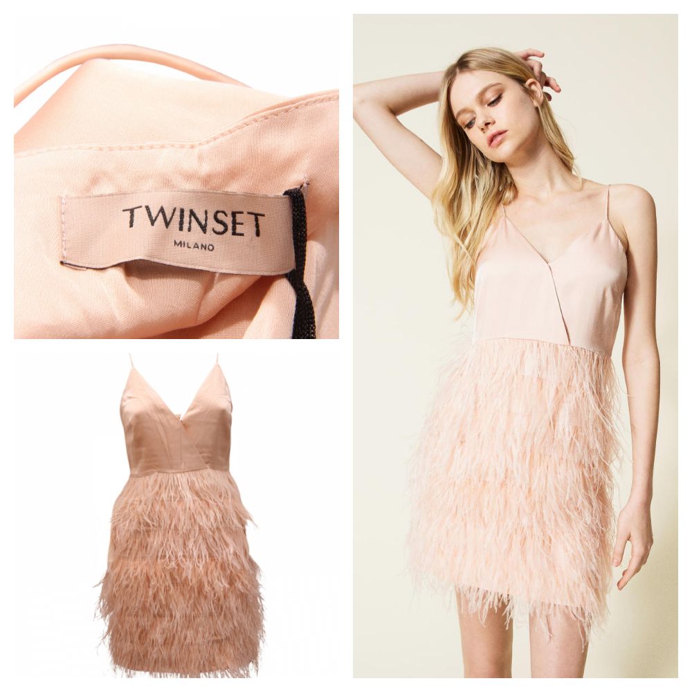 Robe en satin en plume 