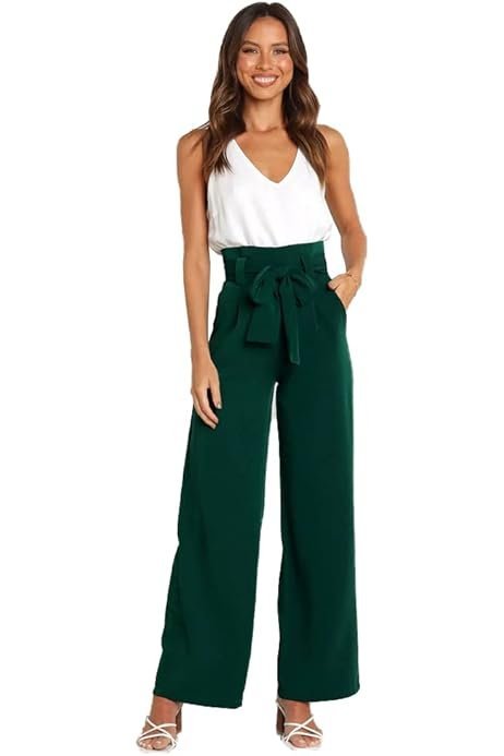 Pantalon large taille haute 