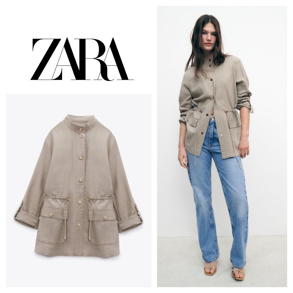 Parka jacket zara 💯 en lin oversaiz 