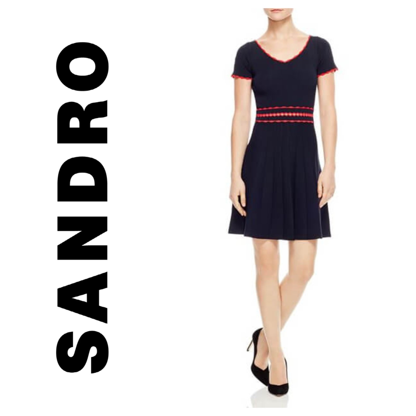 Robe sandro authentique en maille plissée 