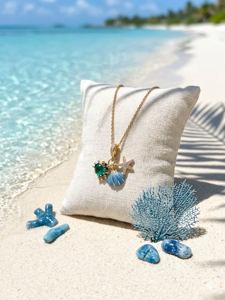 🌊 Collier Charms Marin Étoile & Coquillage 🐚