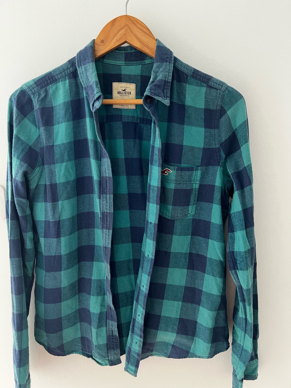 Chemise à carreaux Hollister (Vert & Bleu marine)