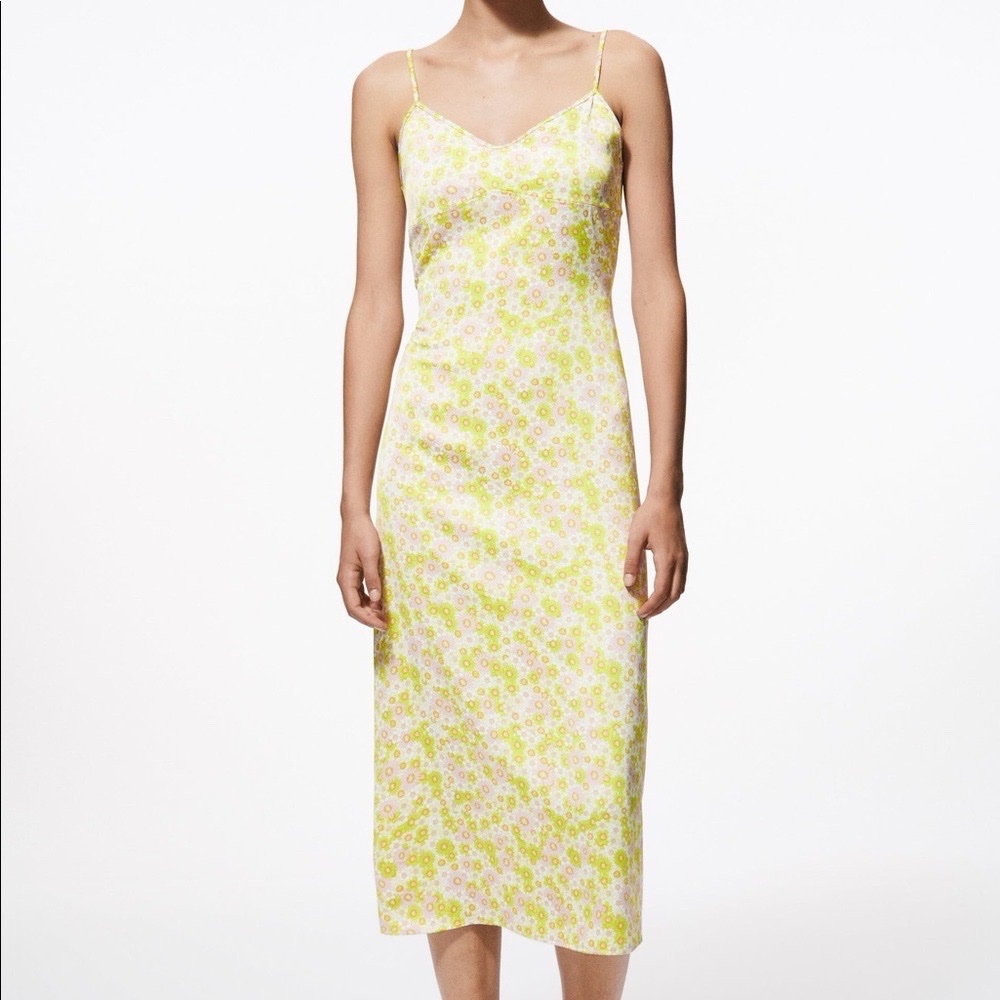 Zara satin effect print dress