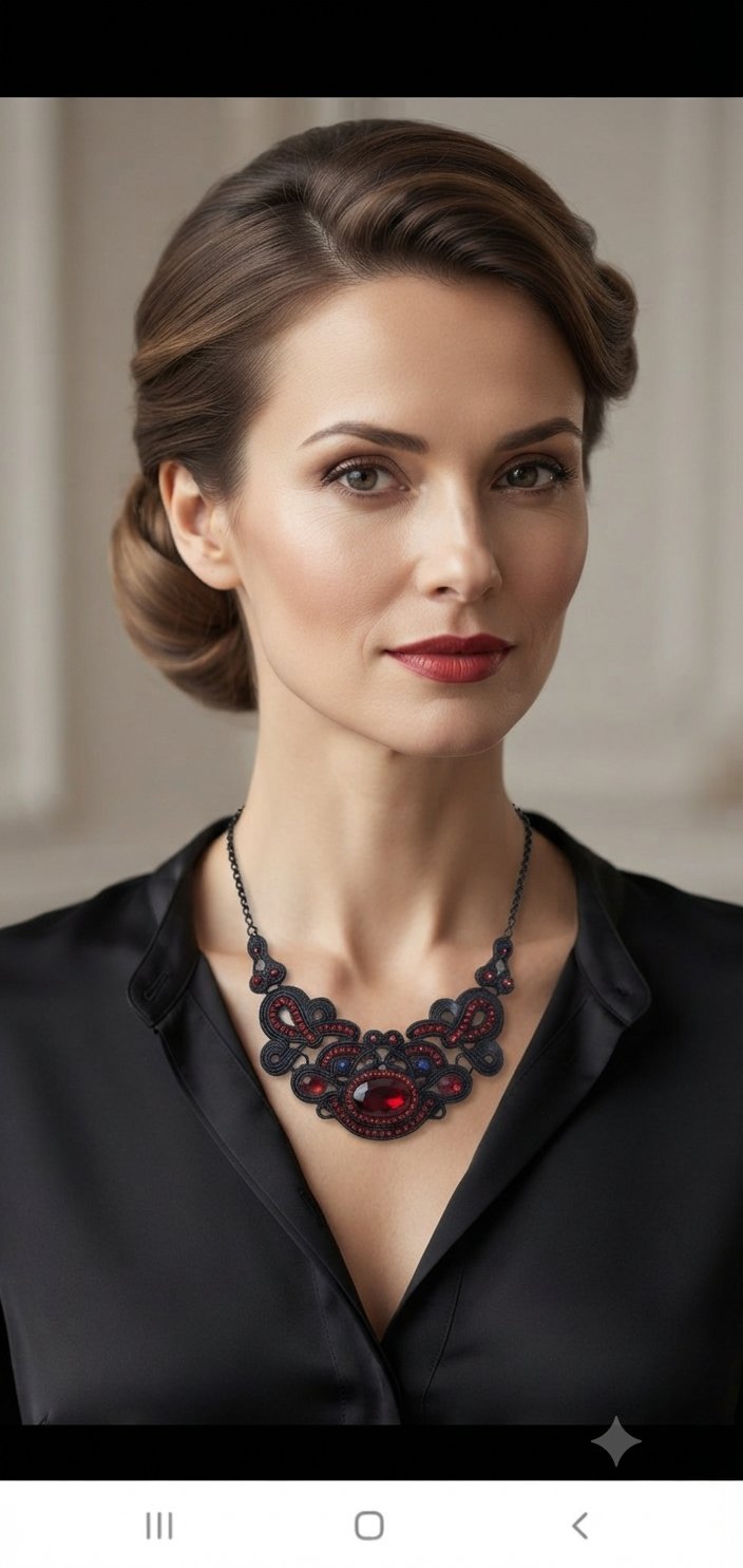 Collier noir et rouge
