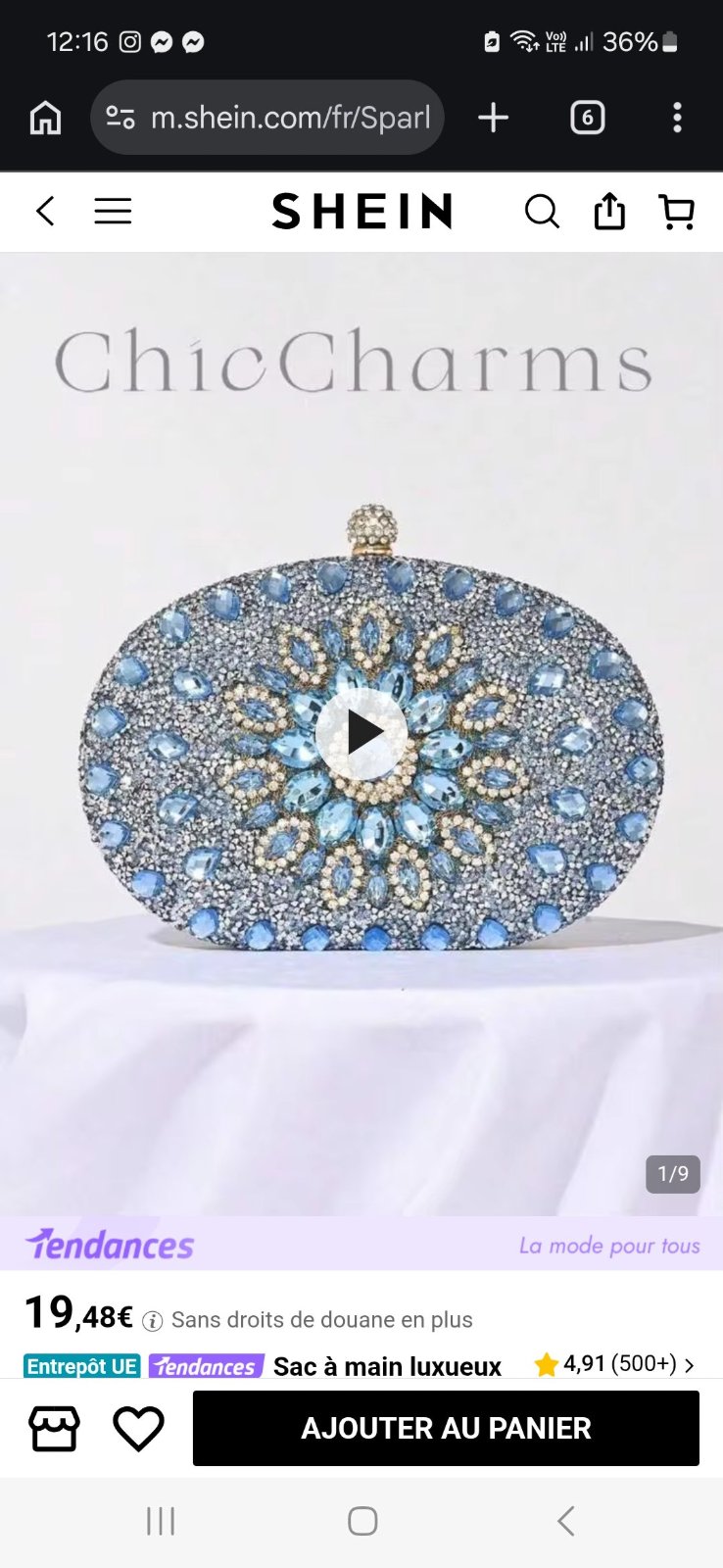 Pochette bleu neuve de shein à vendre