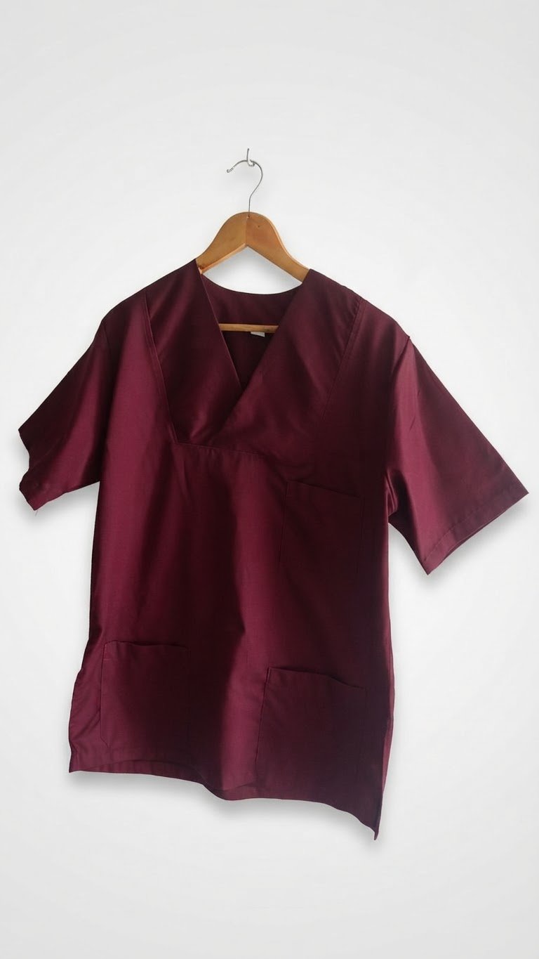 Ensemble Blouse et Pantalon Médical (Scrub) – Bordeaux (Taille S)