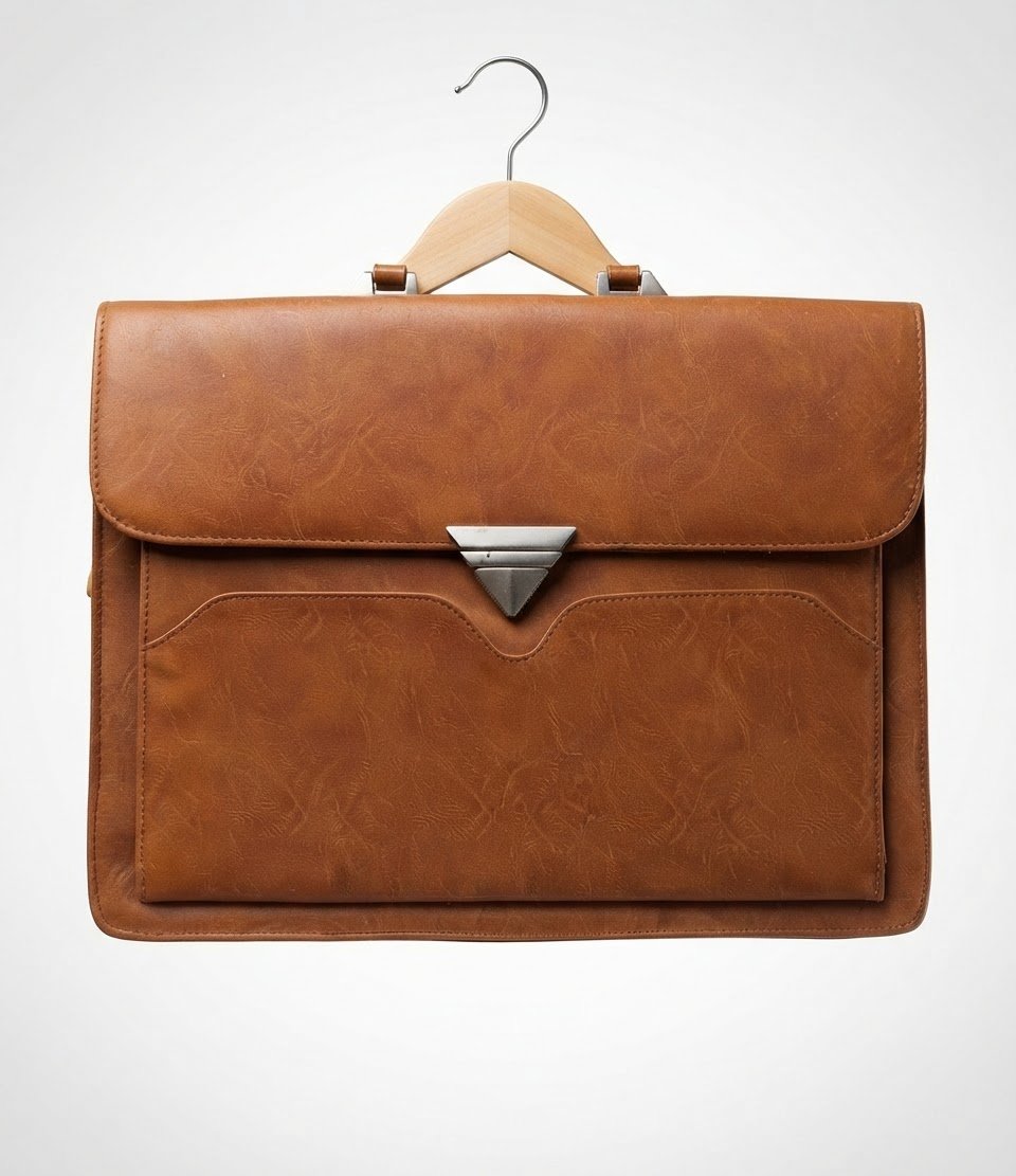Mallette / Cartable Vintage en Similicuir Camel