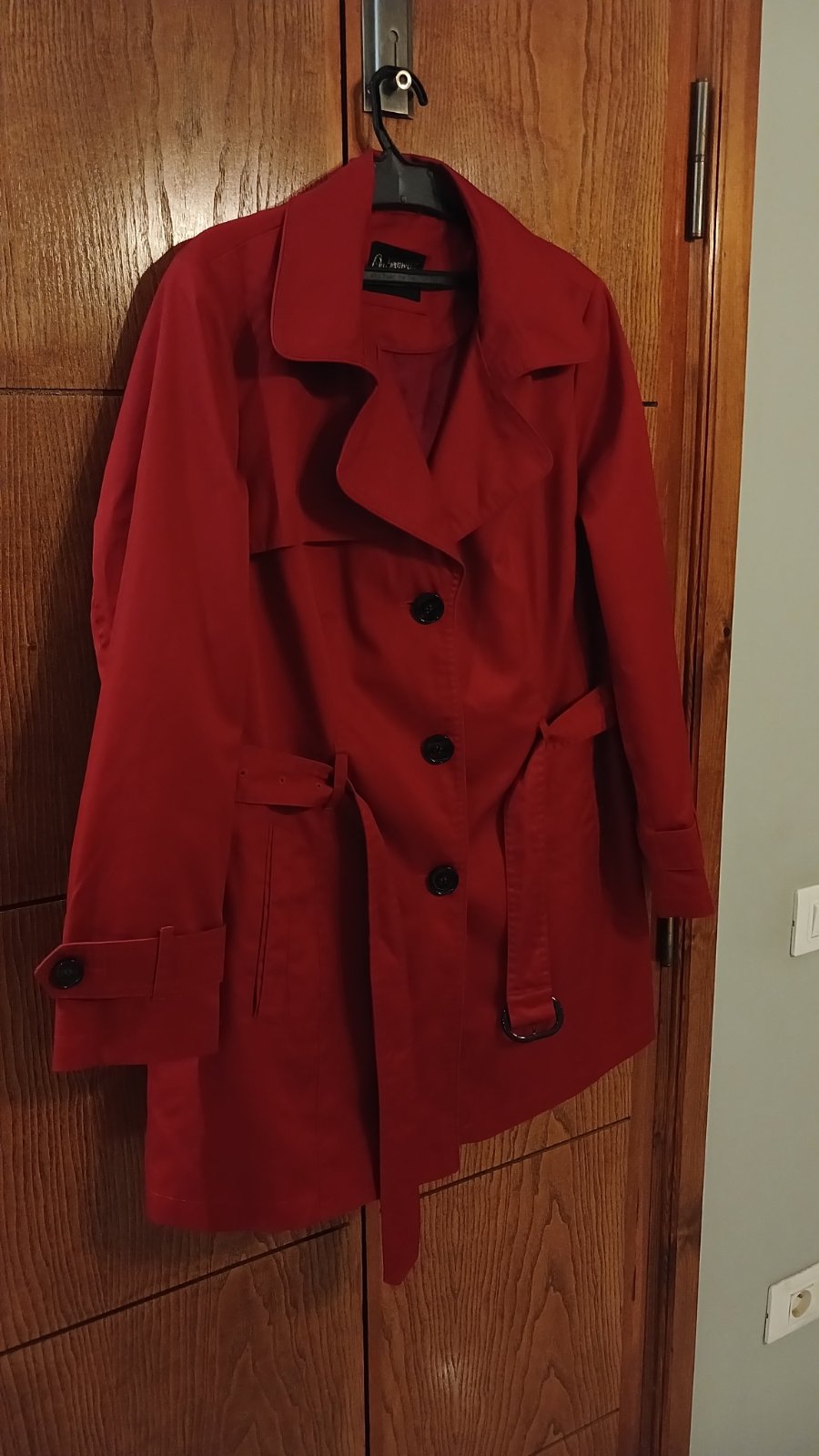 Trench-coat mi-long rouge YESSICA (C&A) avec poches - Taille 44 (Très bon état)