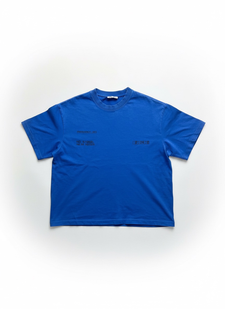 Zara Men's Graphic Print Short-Sleeve Cropped T-Shirt – Royal Blue / Electric Blue
