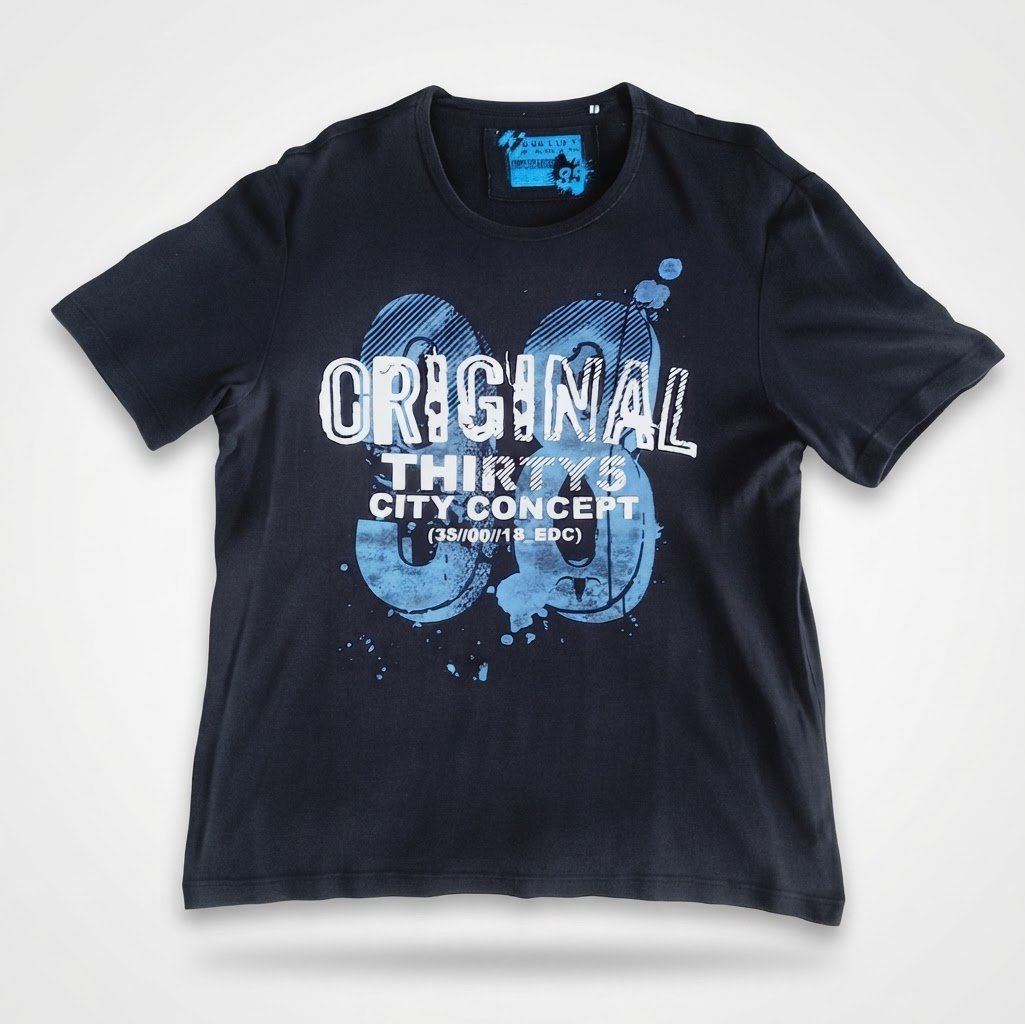 T-shirt noir EDC by Esprit avec imprimé graphique bleu - Taille M