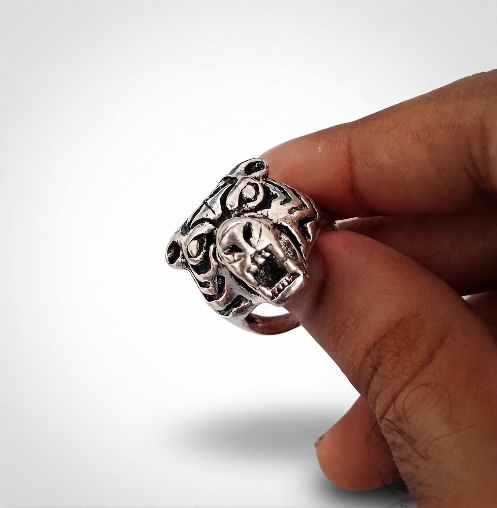 Bague Homme Tête d'Ours / Panthère Sculptée (Taille 21) - Neuve