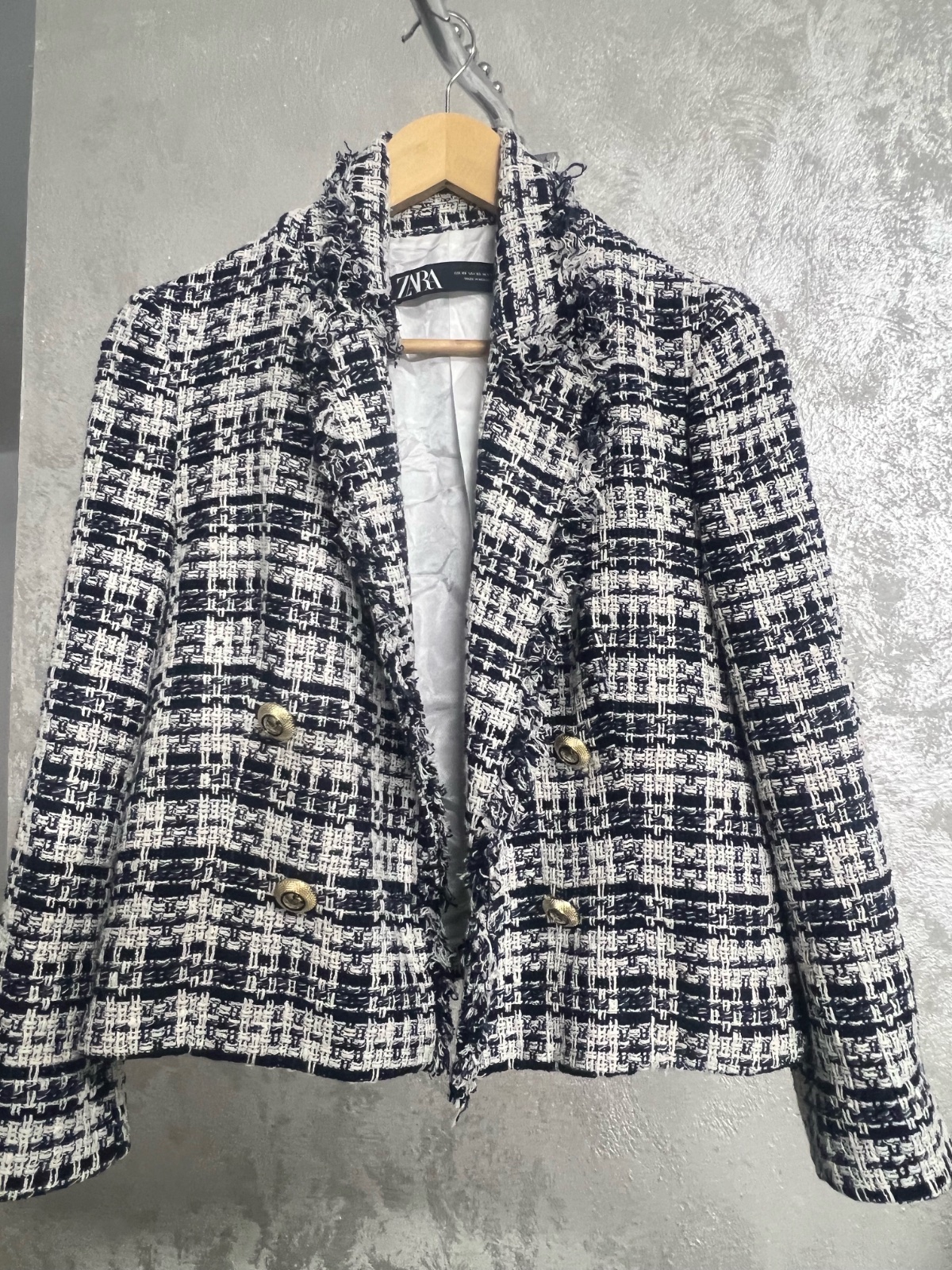 Veste en tweed xs/s bleu et blanc