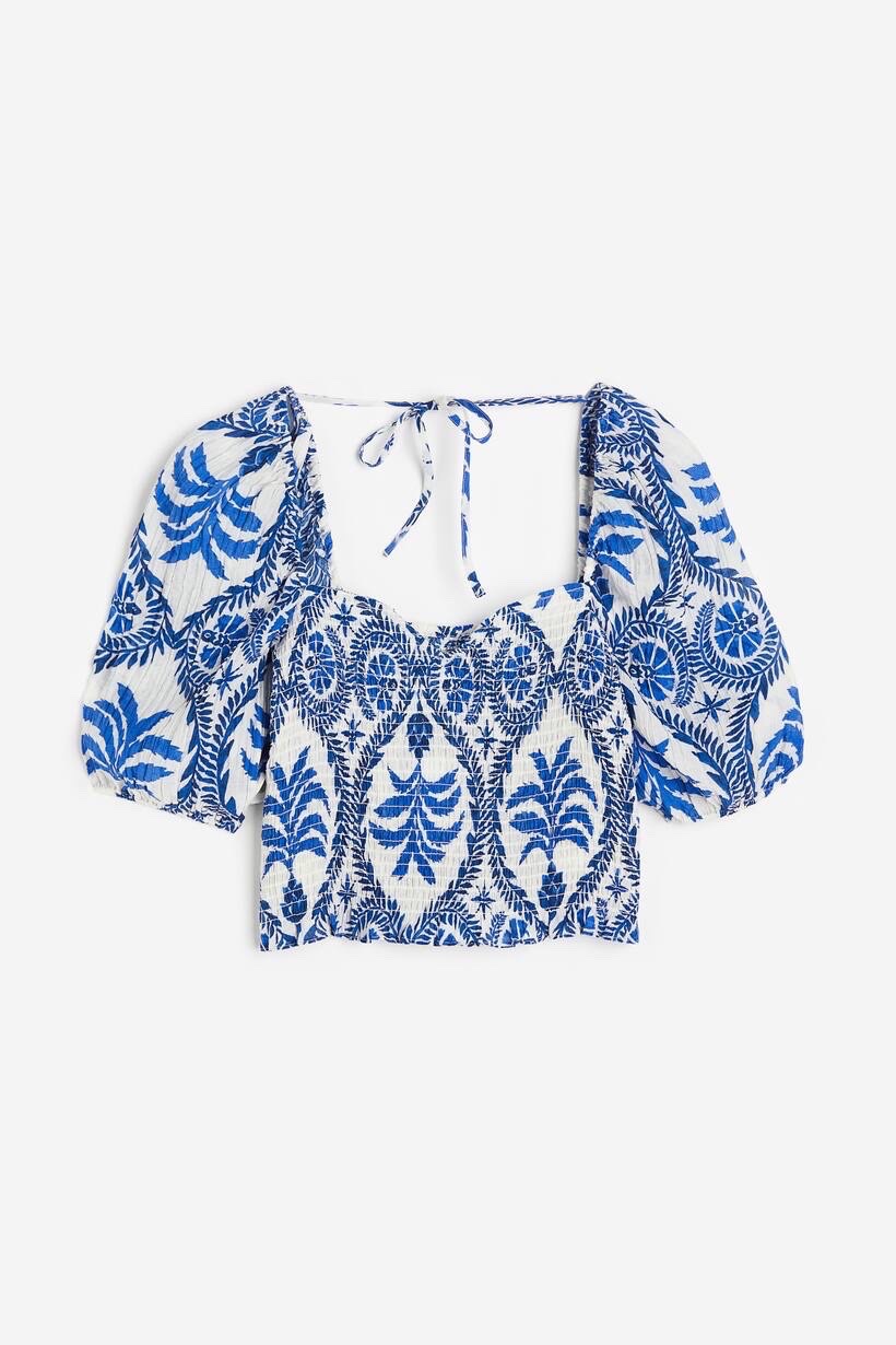 H&M blue and white top 