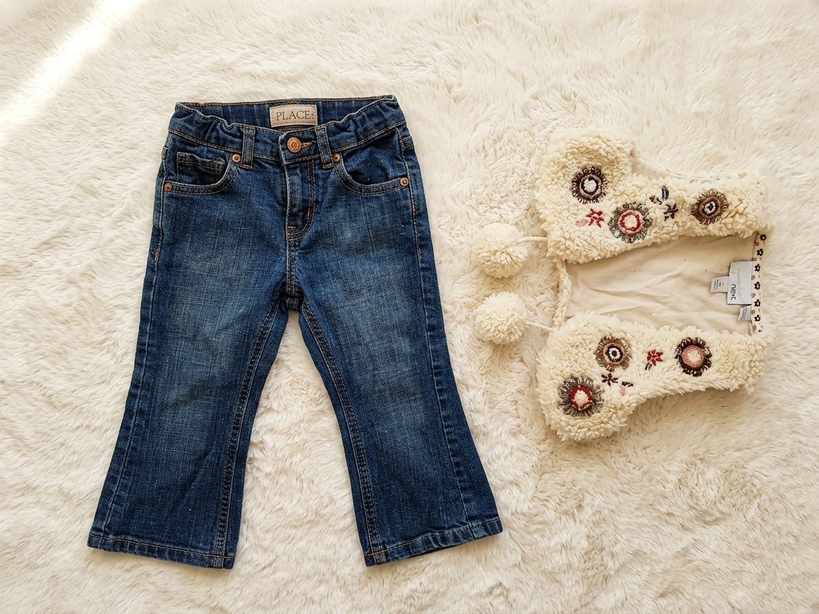 Ensemble pantalon flare Jean+ gilet alloucha 