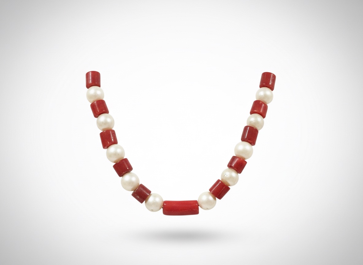 Collier corail et perles 
