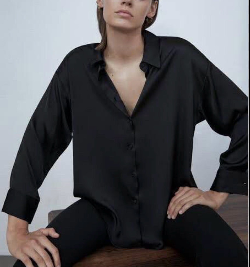 Chemise noir satin
