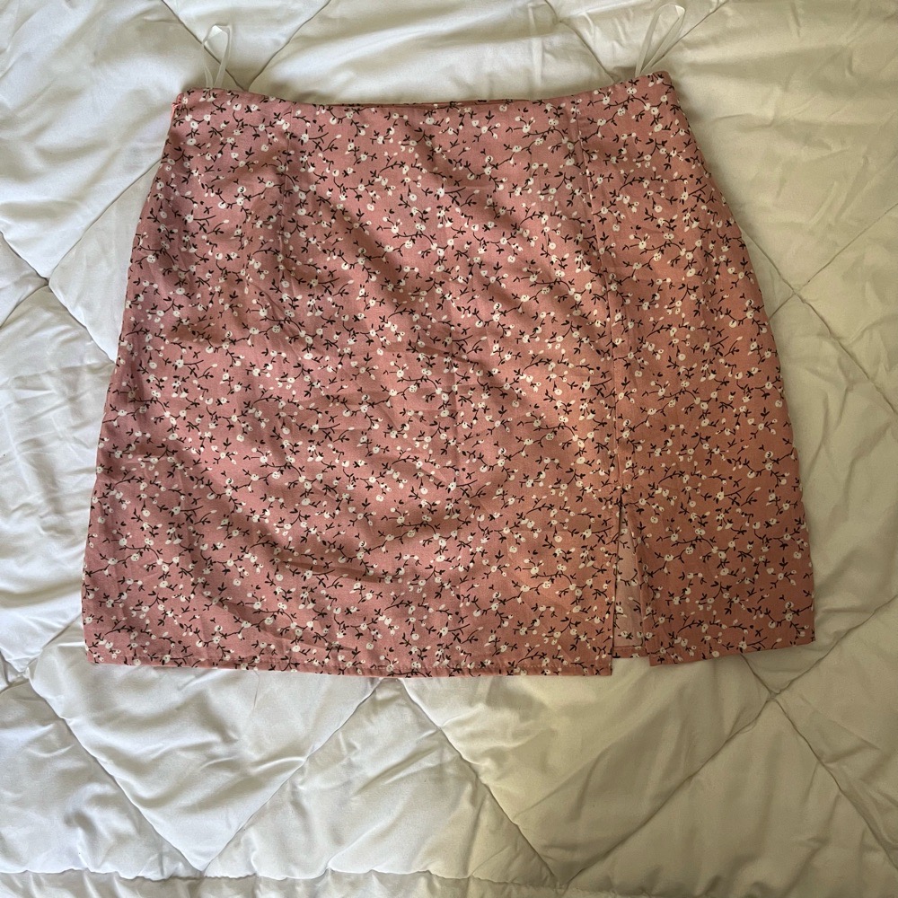 Pink floral skirt