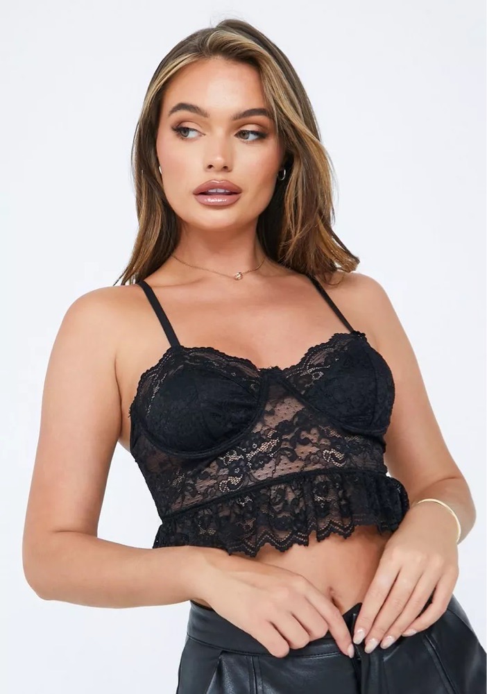 Black lace corset style top