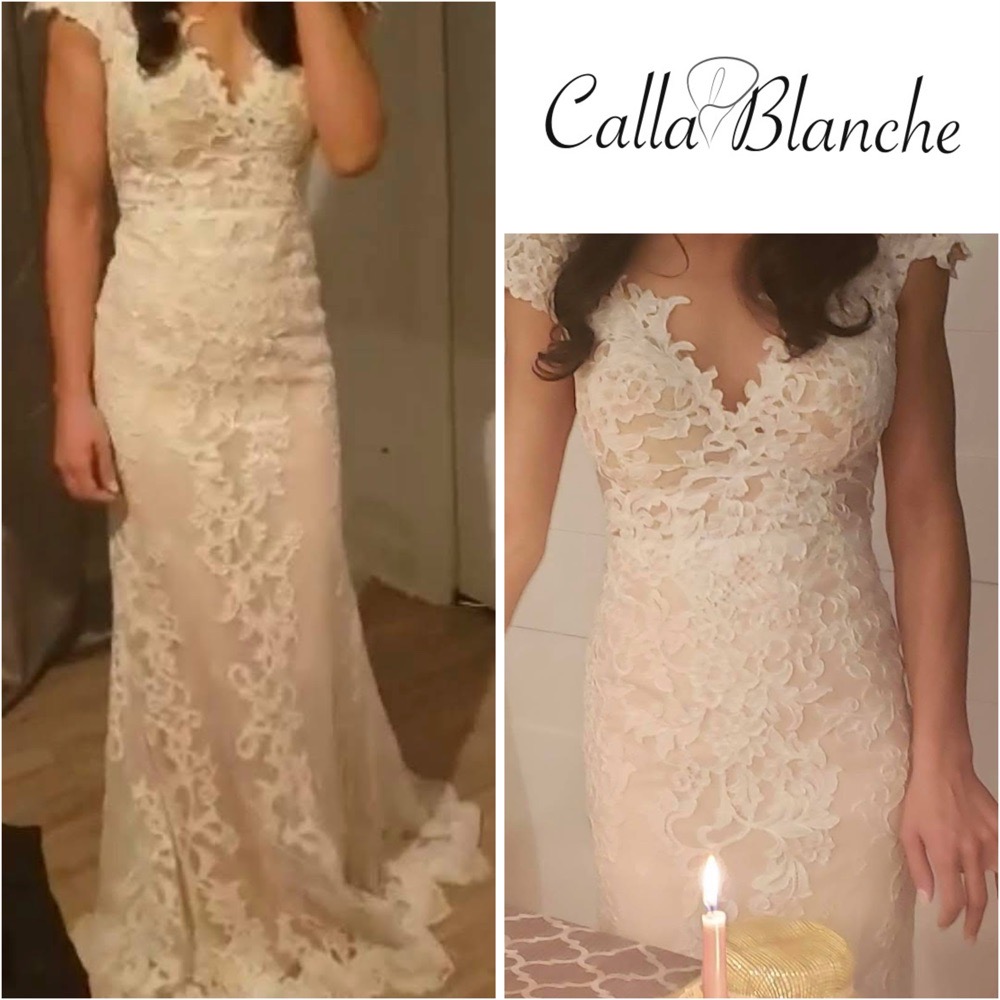 Robe de mariée en dentelle raffinée avec  Traîne détachable