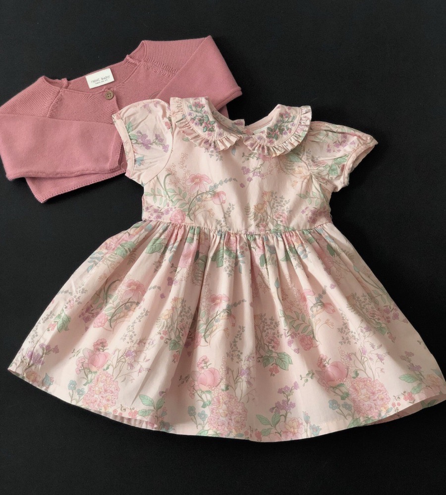 Baby Girls NEXT Pink Flower Dress And Cardigan