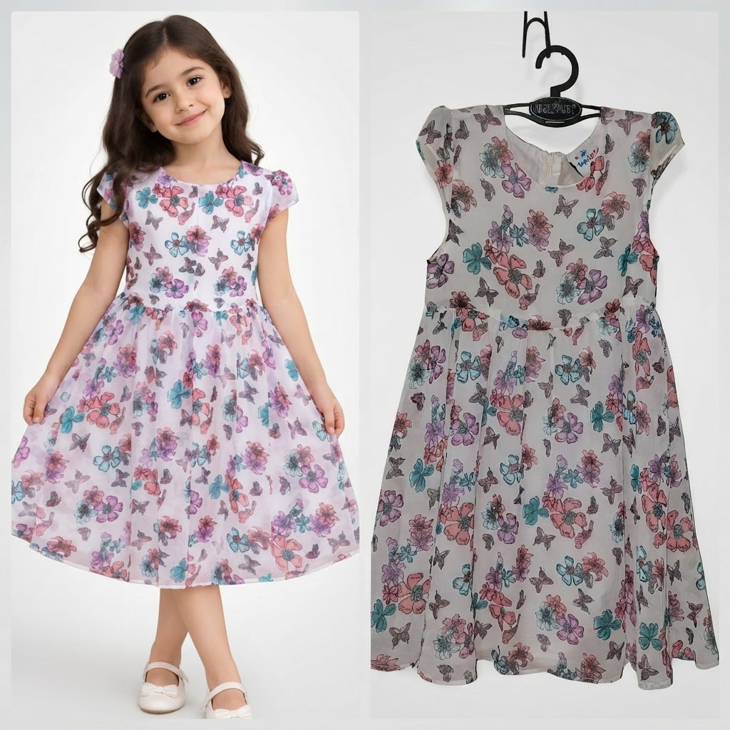 🌸 Robe fille fleurie –de 2 à 8 ans