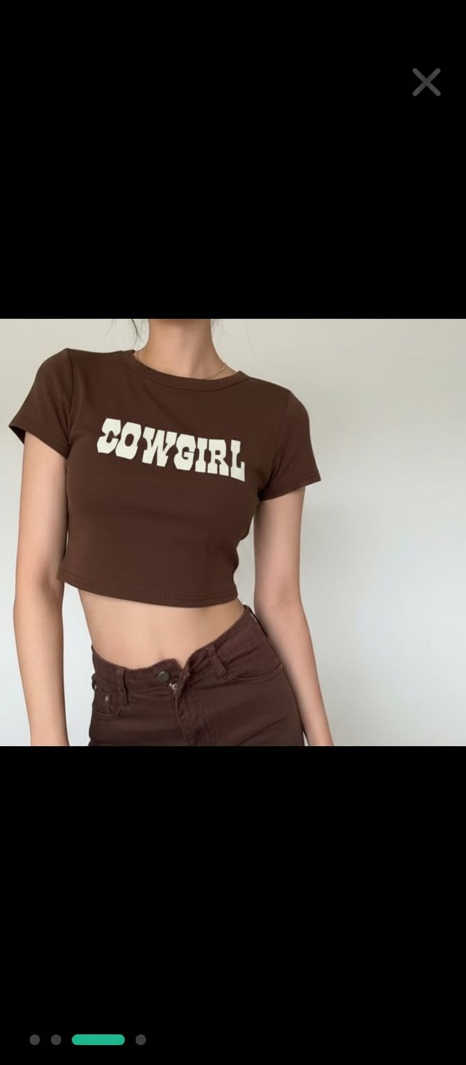 Crop top cow girl marron