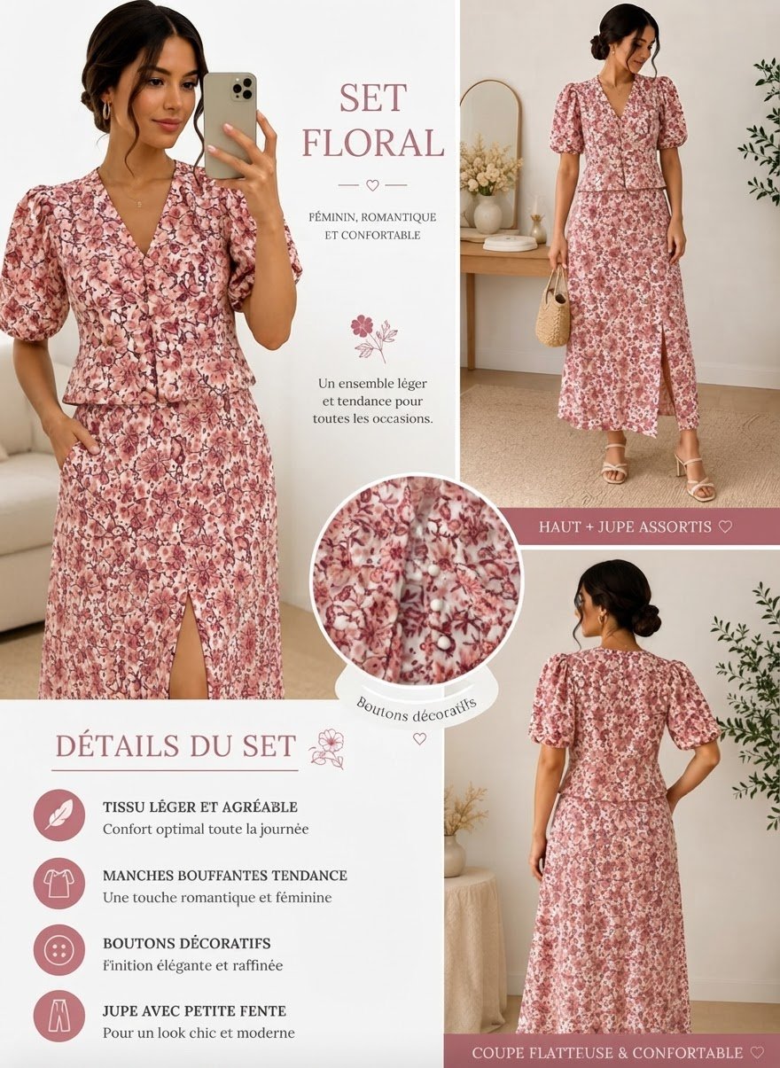 Set fleuri femme
