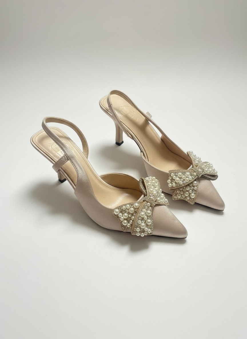 Un jolie talon beige avec perle