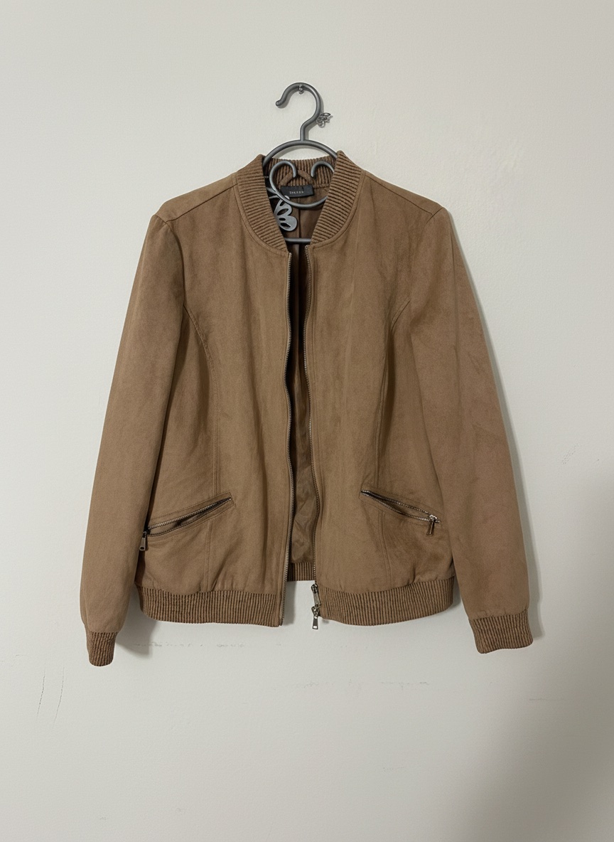 Blouson bomber / veste en suédine camel