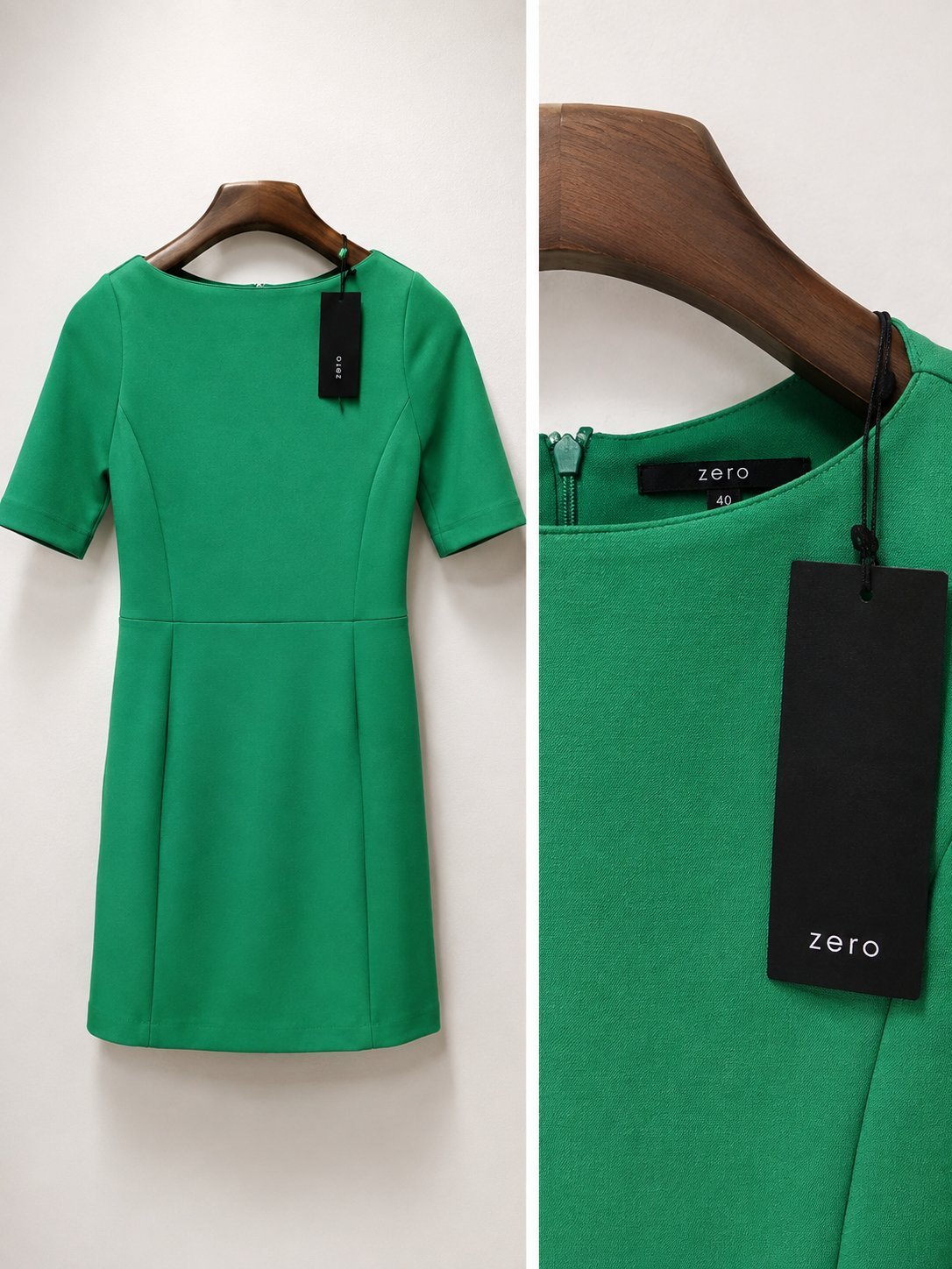 Robe verte mi-longue à encolure bateau-Taille 38