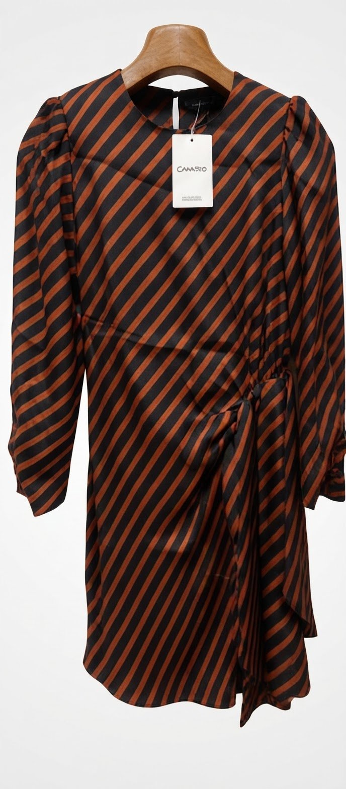 Robe MNG Mango à rayures marron et noir – Neuve