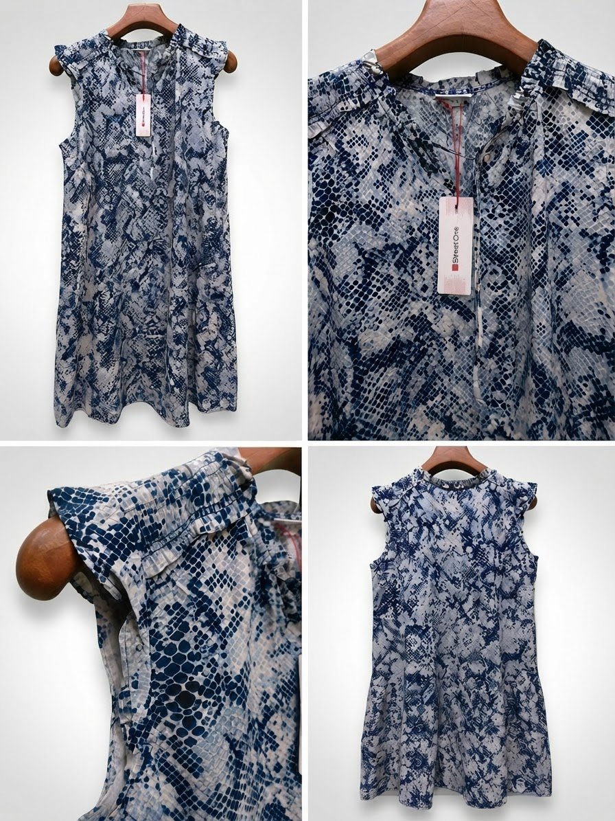 Robe Street One imprimé python bleu & blanc – Neuve