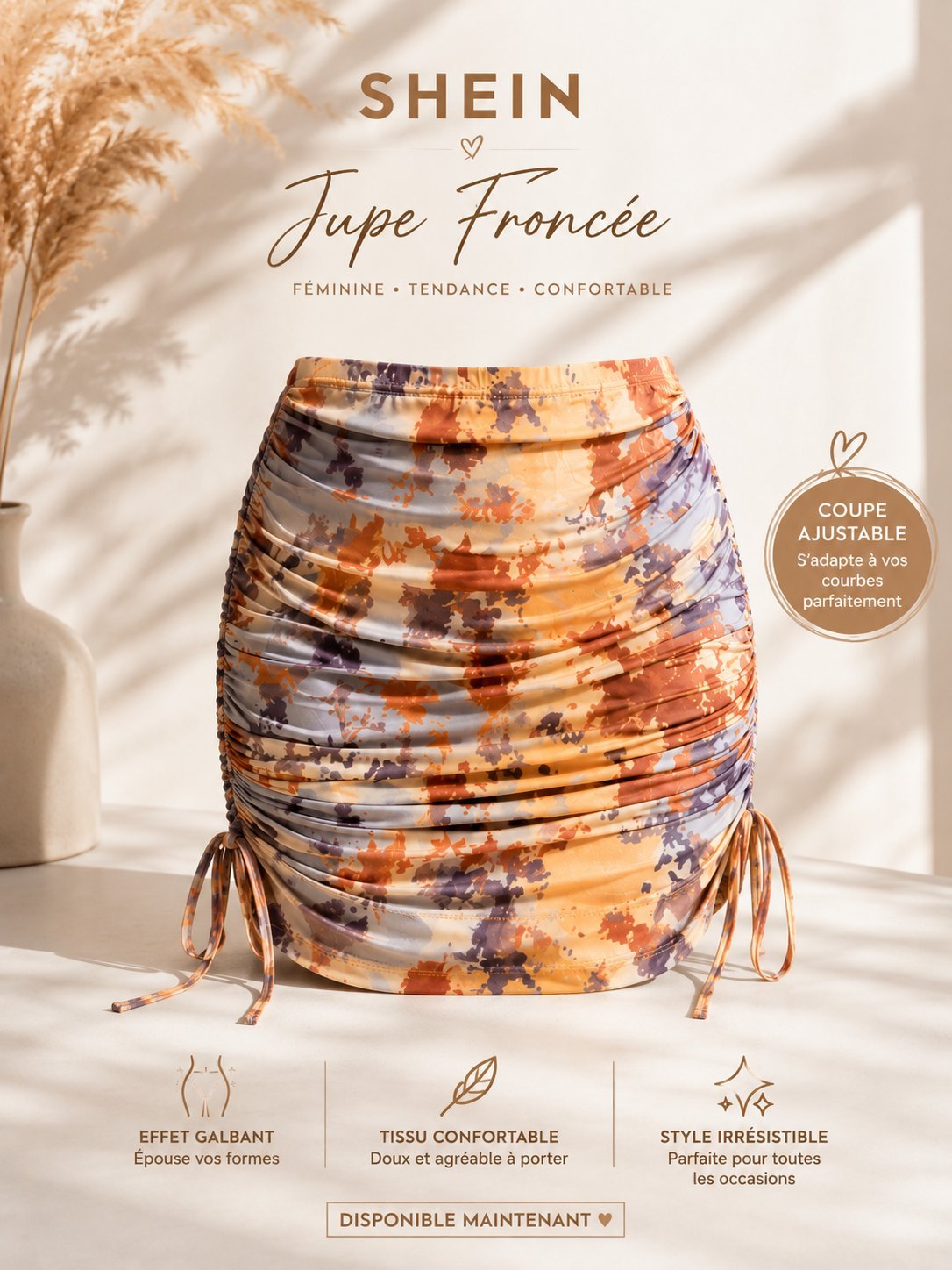 Jupe froncée SHEIN – Imprimé tendance & coupe ajustable