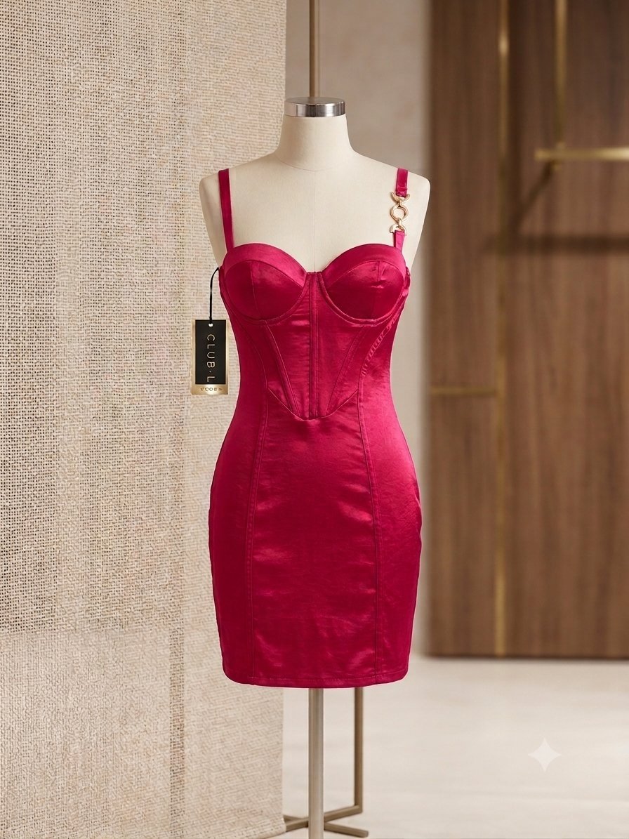 Robe Corset en Satin Fuchsia – L'Élégance Audacieuse et Féminine