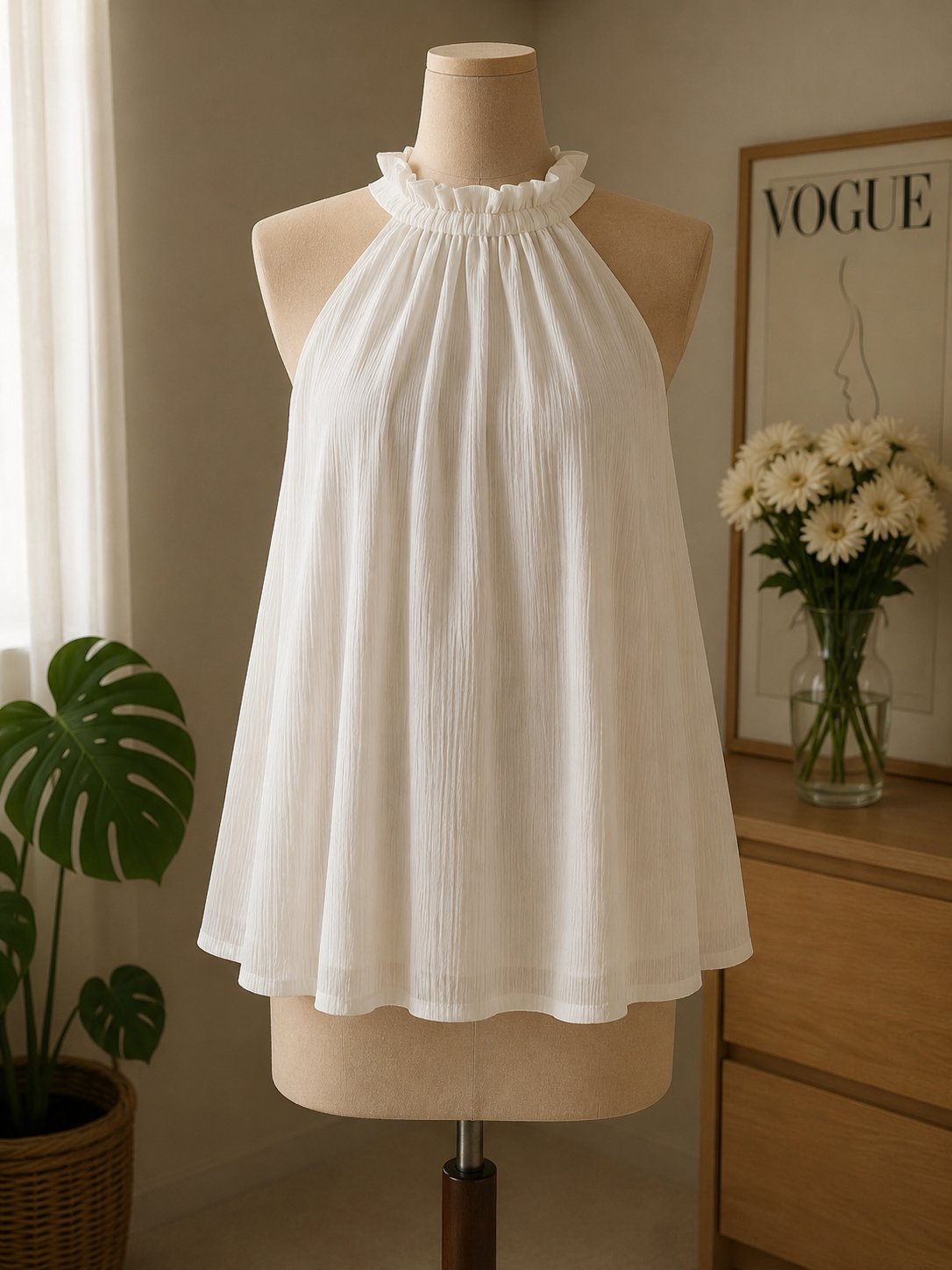 Tunique courte blanche à volants – H&M🤍