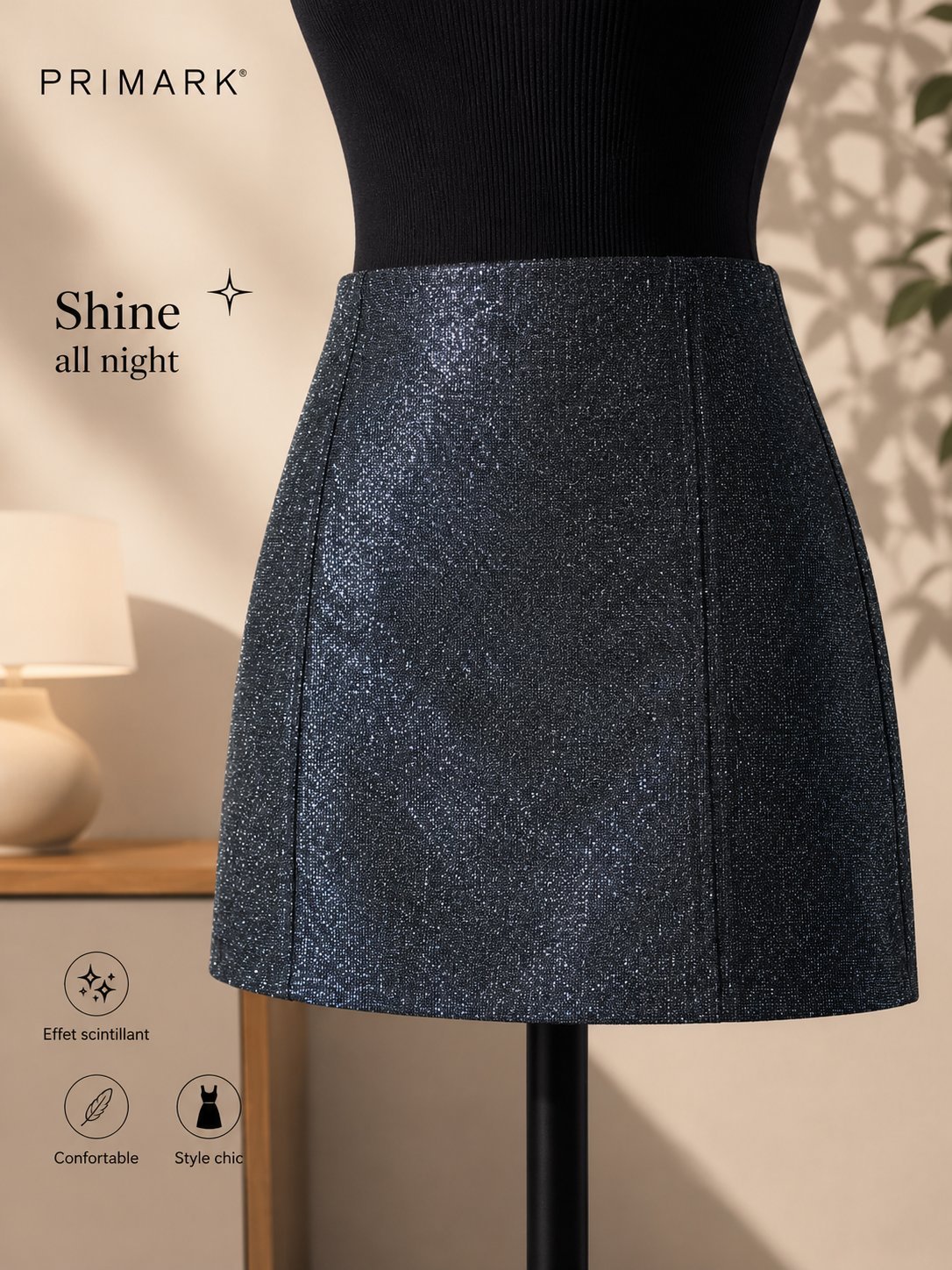 Mini Jupe Scintillante Noire – Primark ✨