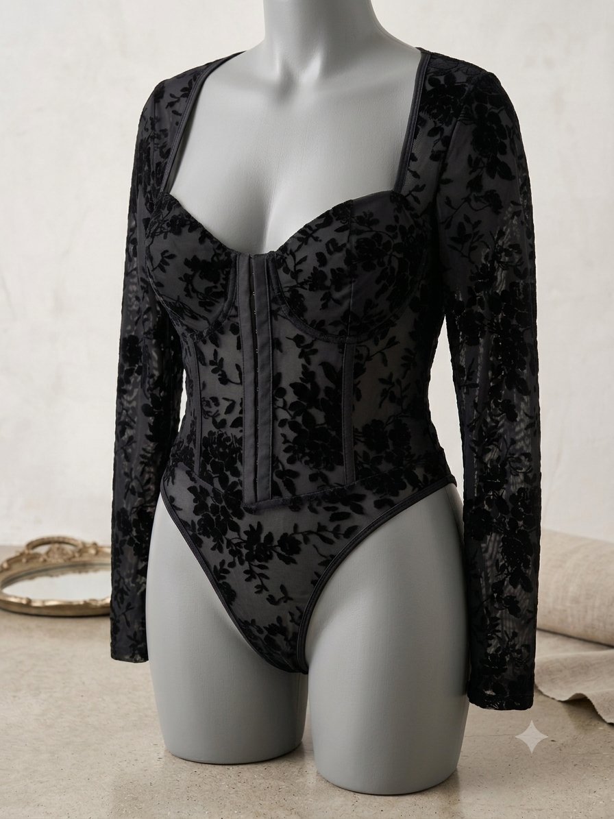 Body SHEIN noir effet corset en tulle 🤍