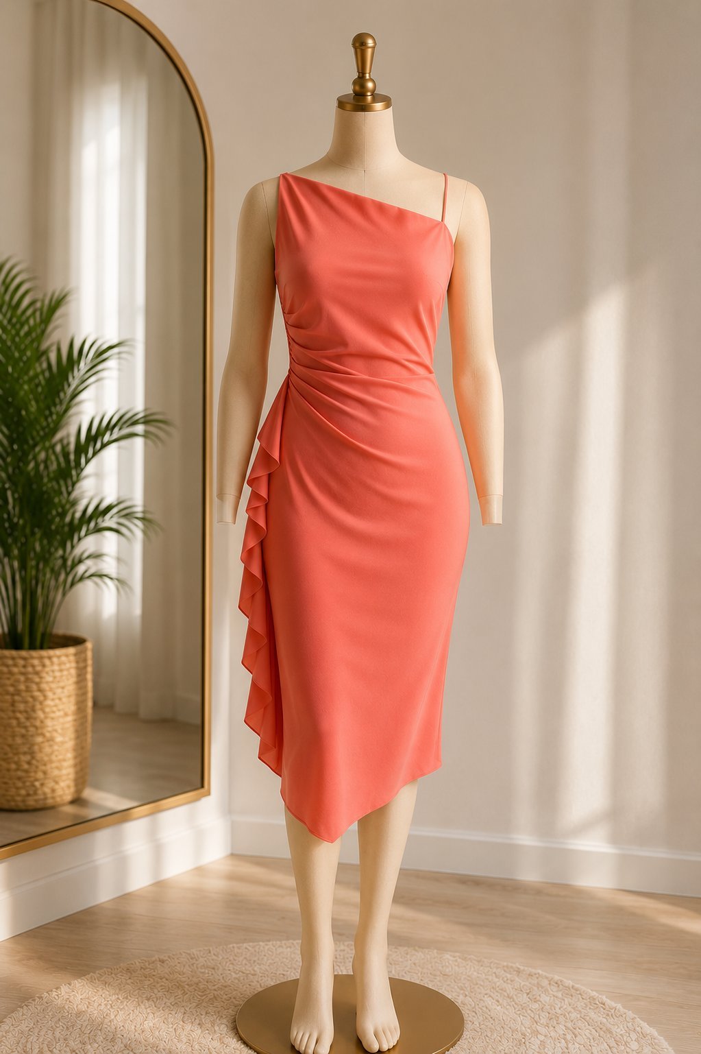 Robe Élégante Corail Asymétrique – Diva's