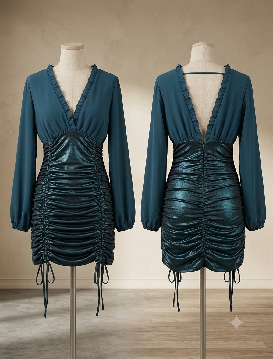 Robe Fluide Italienne – Bleu Canard Chic