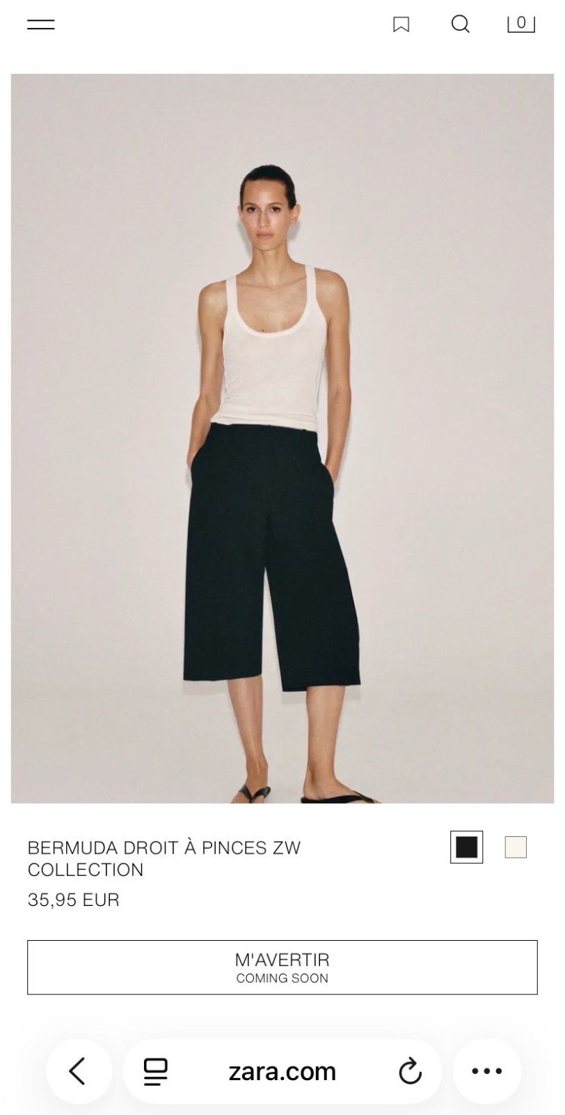 Bermuda droit de chez zara neuf jamais porte 